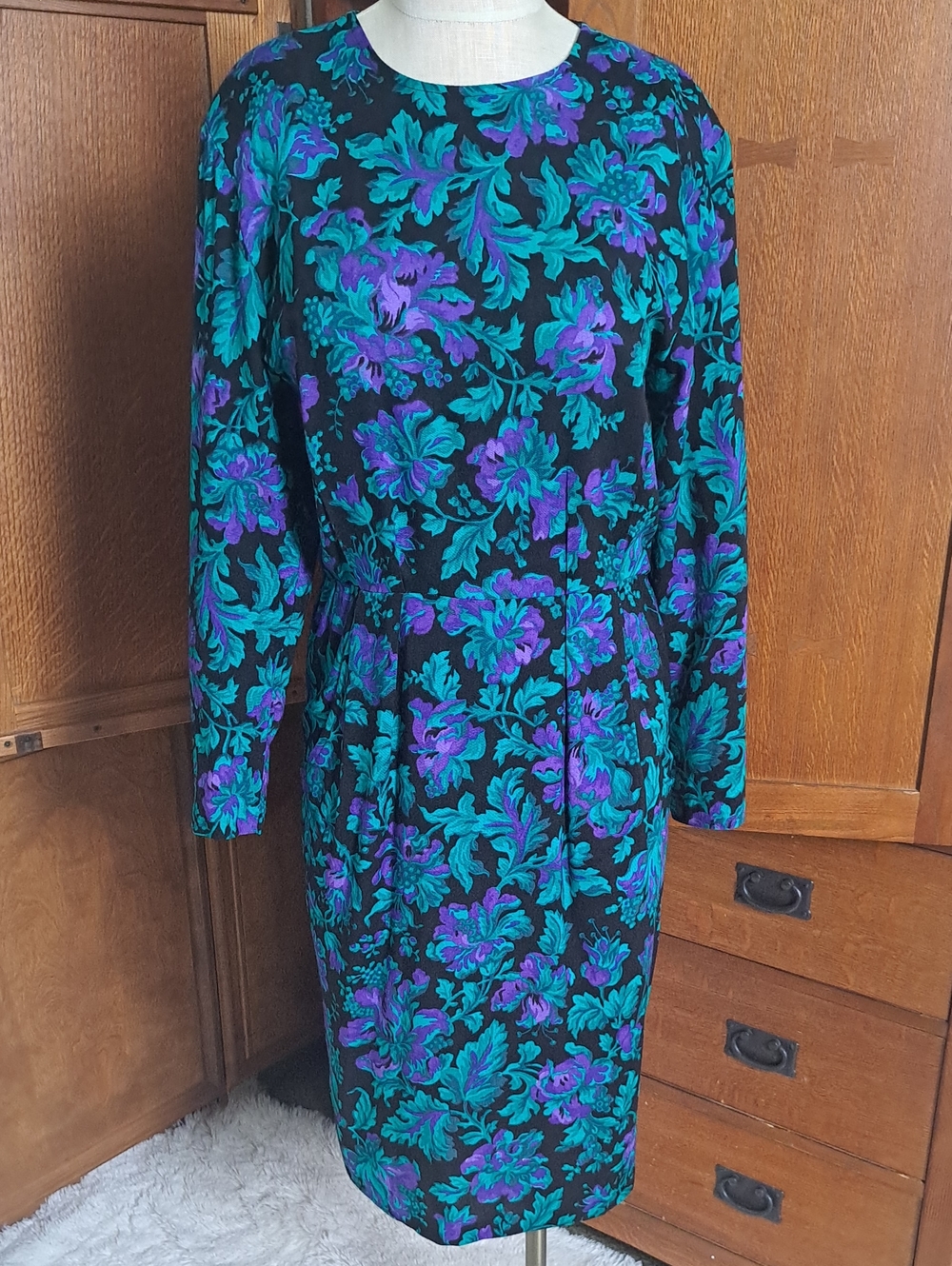 VTG 93 Moda International Victorias Secret Midi Floral Rayon Dress Pockets 6